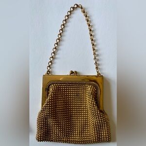 Vintage Whiting Davis gold mesh bag. Bag measures 5 inches by 5 inches.